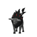 Tauros de Paldea (Raça Flamboyante) scaled to 0.6535294117647059x Human scale (compared to 1.7m human)