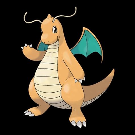 Official artwork of Dragonite oscuro