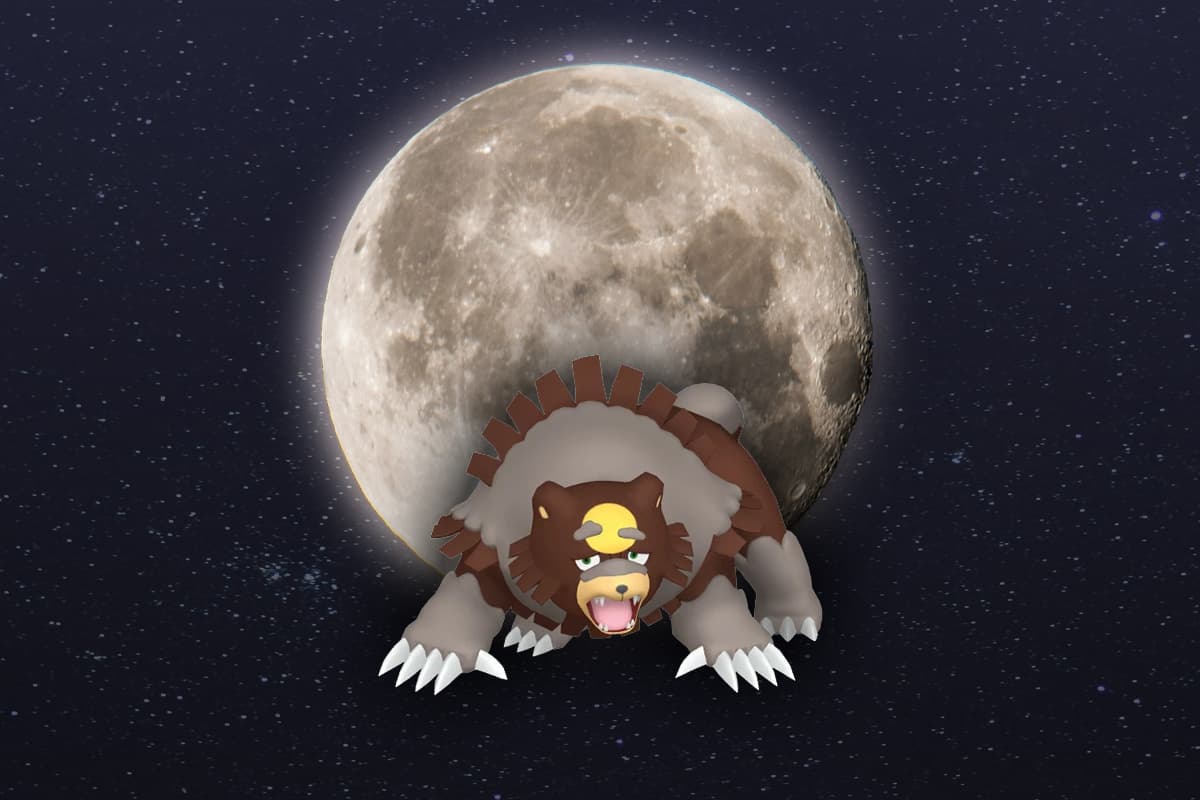 Ursaluna beneath a full moon in a starry night sky