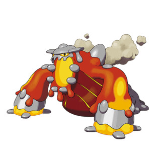 Artwork of Mega Heatran from Pokémon GO